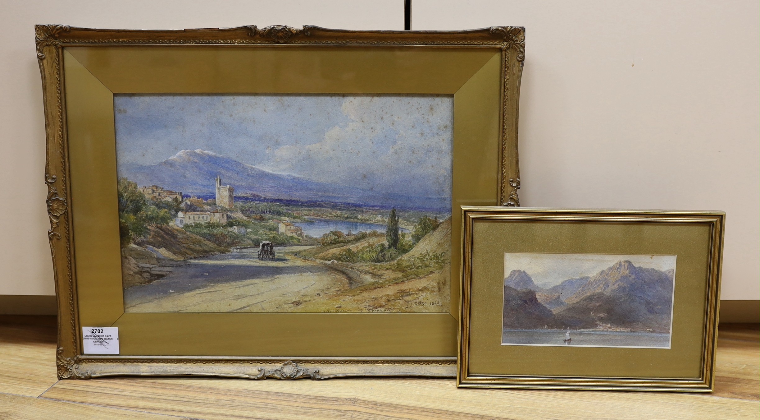 Louis Laurent Razé (1805-1872), two watercolours, 'Near Avignon', signed and dated 1868, 24 x - Image 4 of 6