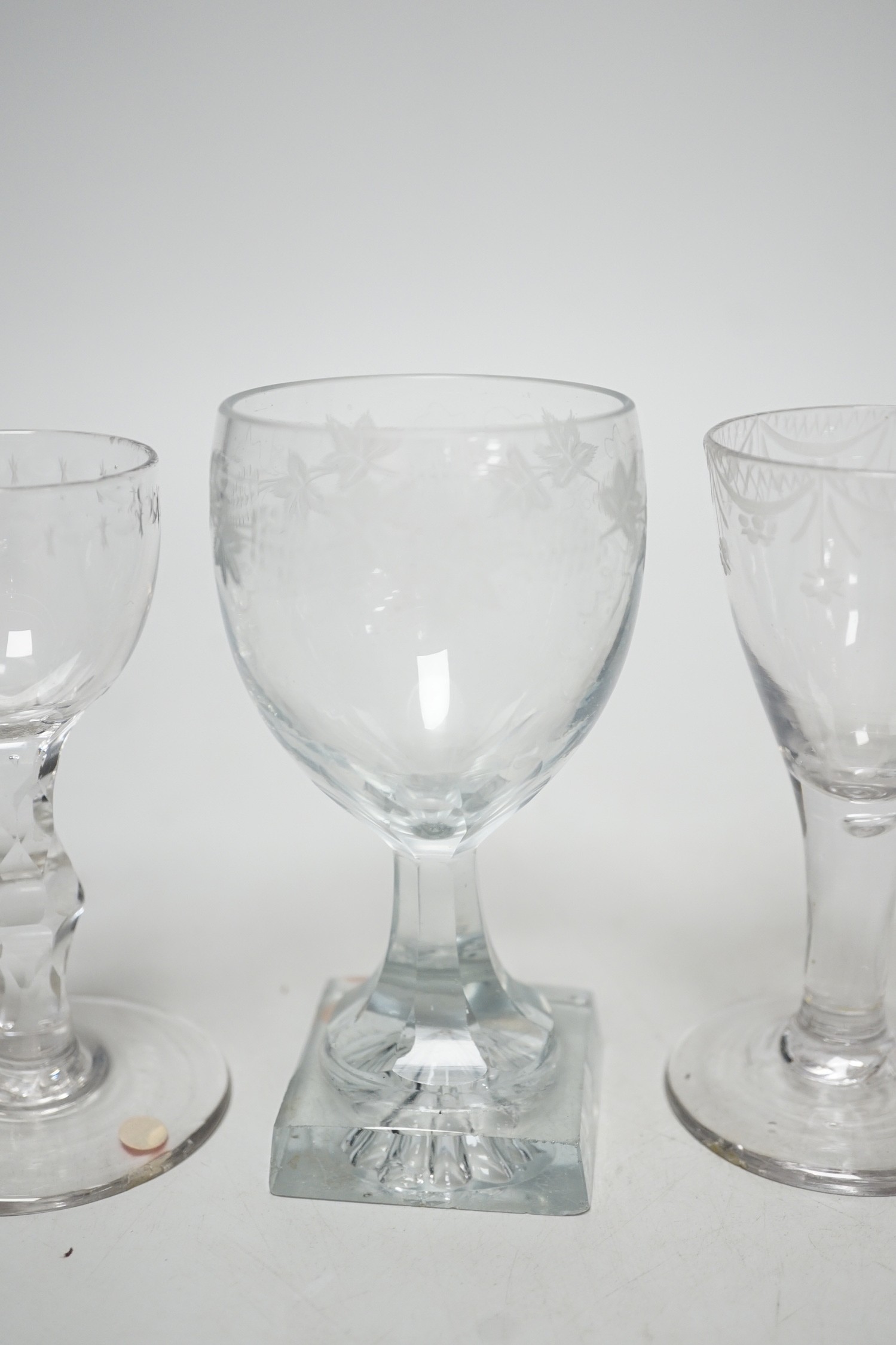 Five Georgian drinking glasses, tallest 12.5cm - Image 3 of 7