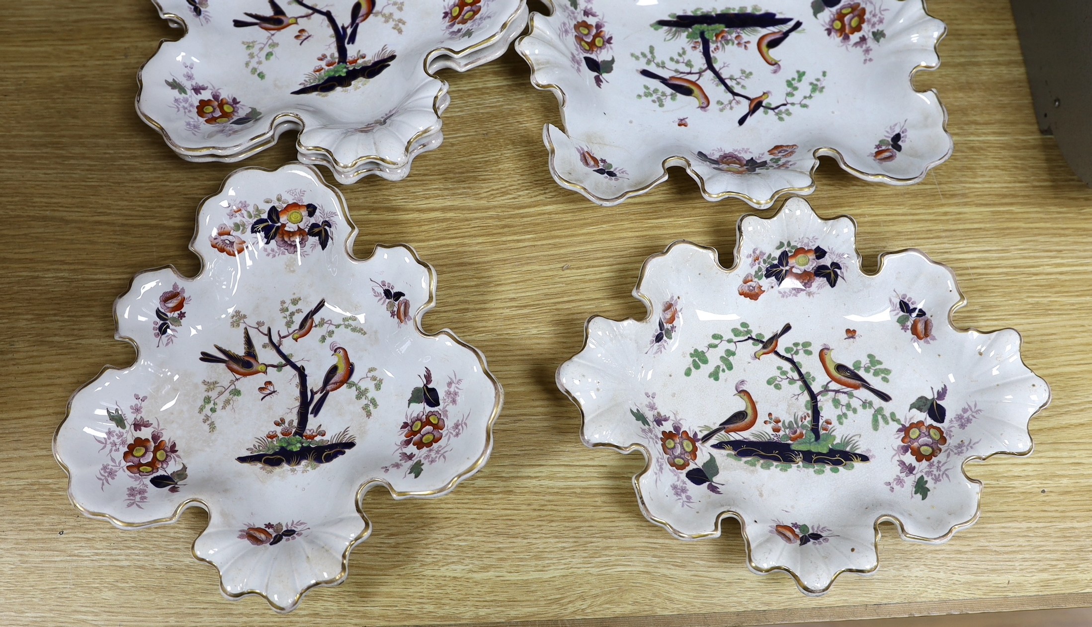 A mid 19th century opaque china dessert service by W. Baker & Co. - Image 2 of 5