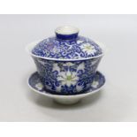 A Chinese enamalled porcelain bowl cover and stand, 10cms high