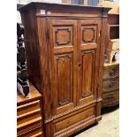 A small 19th century French pine armoire, width 94cm, depth 54cm, height 164cm