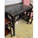 A Chinese rectangular lacquer side or altar table, length 94cm, width 62cm, height 86cm