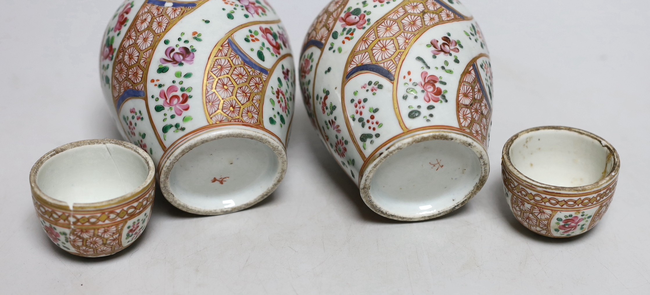 A pair of 19th century Samson of Paris jars and covers, 14cm - Image 5 of 5