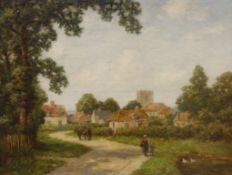 Thomas Edward Francis (act.1899-1912), oil on canvas, 'Street scene, Warborough, Oxfordshire',