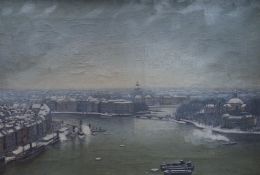 P. Collij/son, oil on canvas, City in winter, signed and dated 1912, 54 x 80cm