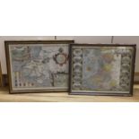 John Speede, two coloured engravings, Maps of Wales and Pembrokshyre, 41 xx 51.5cm and 41.5 x 53.