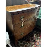 A Regency mahogany bow fronted chest of three long graduated drawers, width 100cm, depth 53cm,