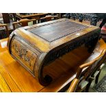 A Chinese carved hongmu low table, length 89cm, depth 45cm, height 33cm