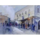 Manner of Brabazon Brabazon, watercolour, North African street scene, 17.5 x 24cm