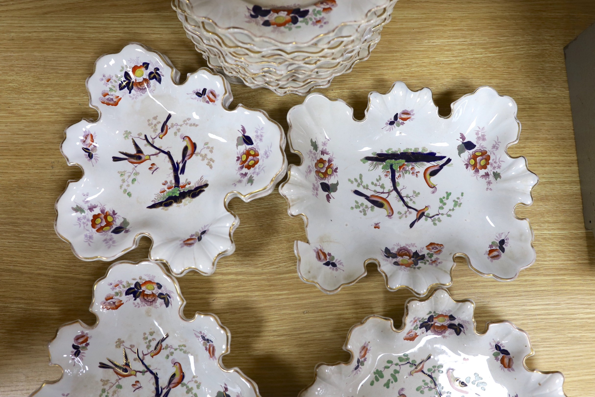 A mid 19th century opaque china dessert service by W. Baker & Co. - Image 3 of 5
