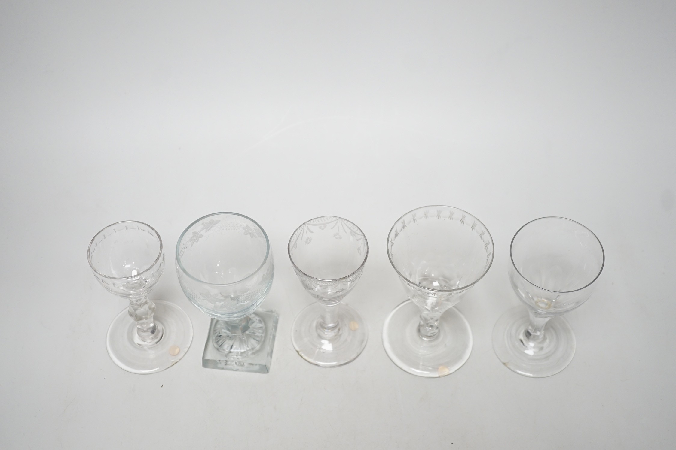 Five Georgian drinking glasses, tallest 12.5cm - Image 7 of 7
