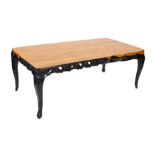 A contemporary Boca Do Lobo palissandre and black lacquer 'Royal' dining table, with parquetry