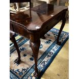 A George II style mahogany folding card table, width 90cm, depth 45cm, height 78cm