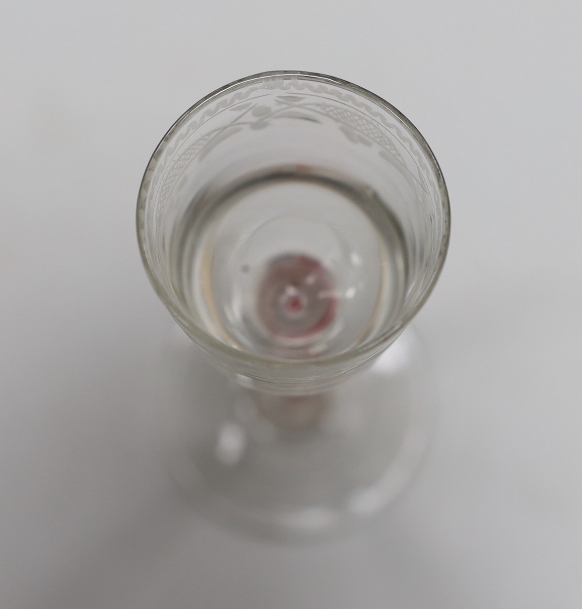 A Dutch red and white colour twist stem cordial glass, 13cms high - Image 3 of 4