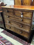 A Regency mahogany chest of two short and three long drawers, width 109cm, depth 54cm, height 108cm