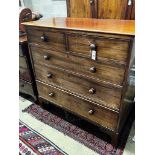 A Regency mahogany chest of two short and three long drawers, width 109cm, depth 54cm, height 108cm