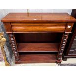 A Victorian and later mahogany open bookcase, length 106cm, depth 38cm, height 107cm (adapted)