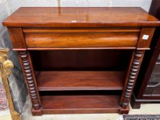A Victorian and later mahogany open bookcase, length 106cm, depth 38cm, height 107cm (adapted)