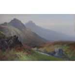 Reginald Daniel Sherrin (1891-1971), gouache, Scottish mountain pass, signed, 51 x 76cm
