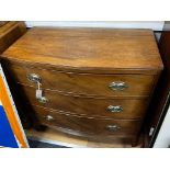 A Regency mahogany bowfront three drawer chest, width 92cm, depth 51cm, height 85cm