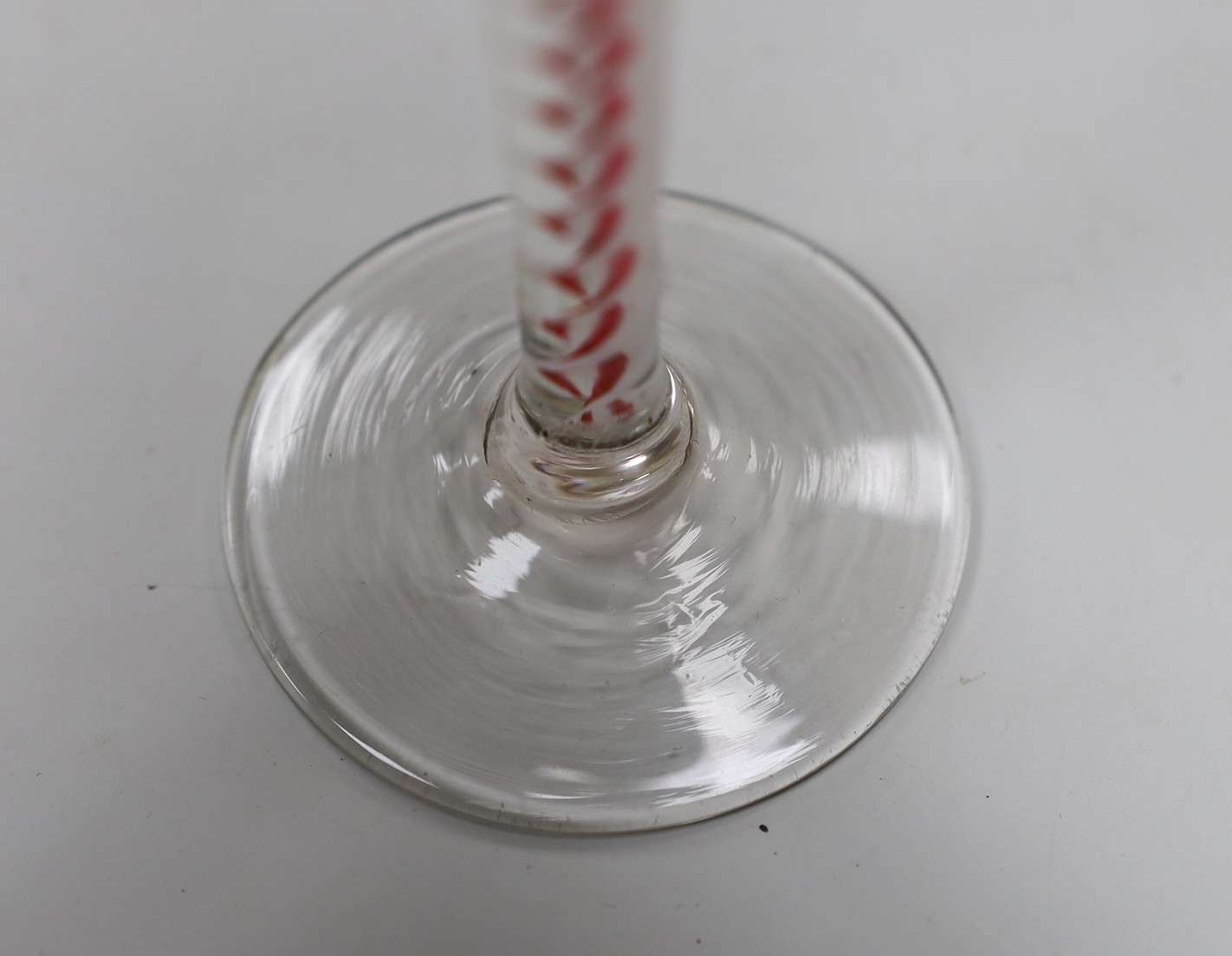 A Dutch red and white colour twist stem cordial glass, 13cms high - Image 4 of 4