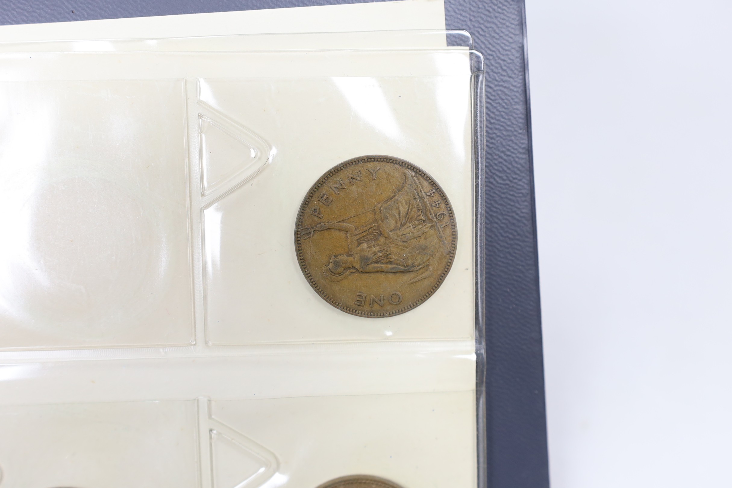 Two albums of UK coins, George III to George VI to include 1921 to 1946 halfcrowns, 1807 penny VF, - Image 6 of 10