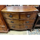 A Regency mahogany four drawer bowfront chest, width 91cm, depth 48cm, height 90cm