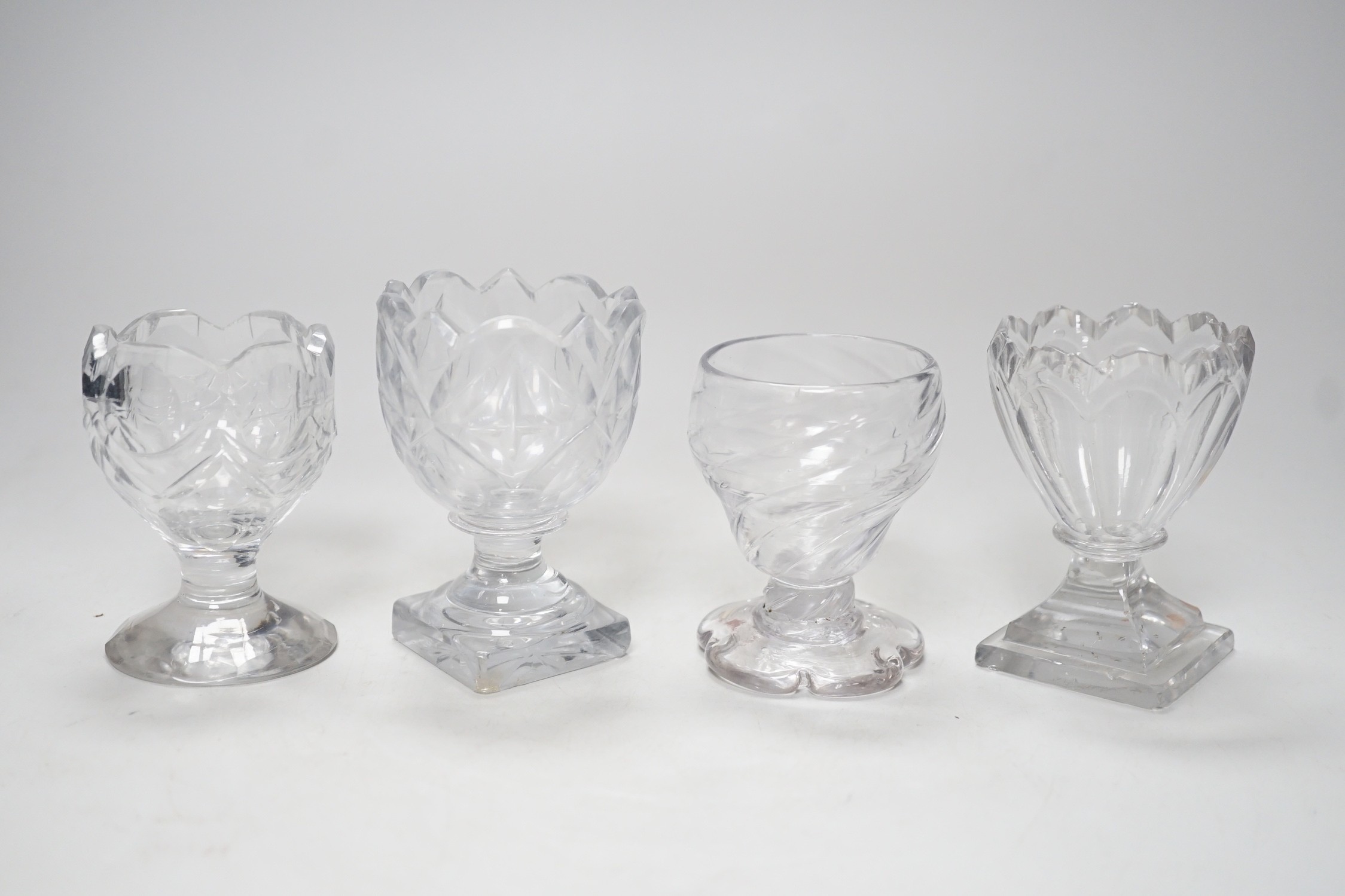 Four 18th century Georgian glass salt cellars, tallest 9cm - Image 3 of 4