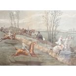 Harris after Alken, set of four coloured aquatints, 'The First Steeplechase on Record', overall 39 x