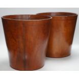 Two brown leather waste paper bins, 30cms high,
