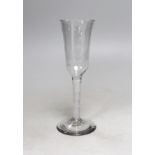 A George III DSOT stem ale glass. 19cm tall