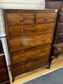 A Regency mahogany six drawer tall chest, width 88cm, depth 47cm, height 137cm