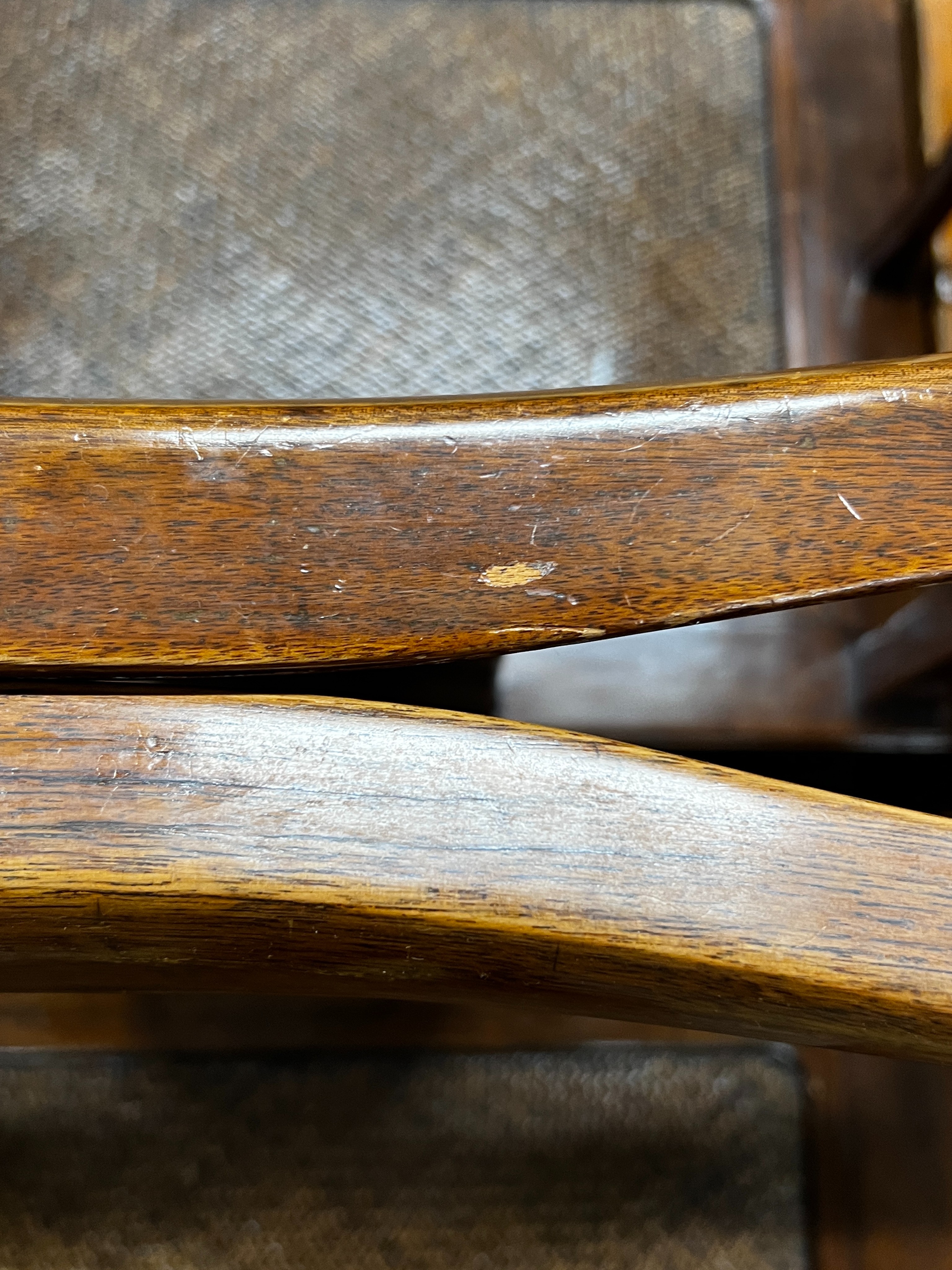 A pair of Chinese caned hardwood elbow chairs, width 55cm, depth 44cm, height 97cm - Image 4 of 5