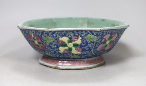 A 19th century Chinese octagonal enamelled porcelain bowl, 20cms wide