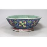 A 19th century Chinese octagonal enamelled porcelain bowl, 20cms wide