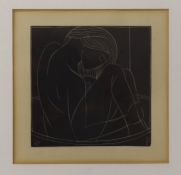 Eric Gill (1882-1940), wood engraving, 'Girl in Bath I', see reference - Engravings by Eric Gill,