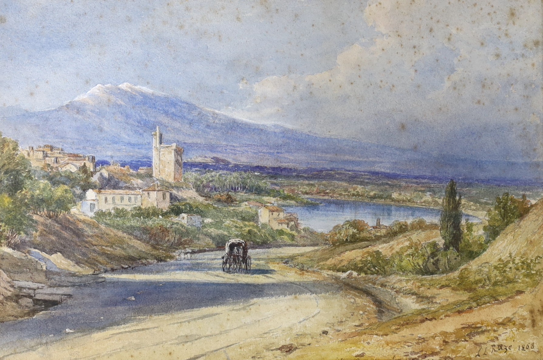 Louis Laurent Razé (1805-1872), two watercolours, 'Near Avignon', signed and dated 1868, 24 x - Image 3 of 6