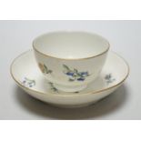 Eight 18th century Caughley teabowl and saucer with Back to Back Roses. 6cm overall