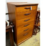A mid century Austinsuite teak six drawer chest, width 64cm, depth 43cm, height 116cm