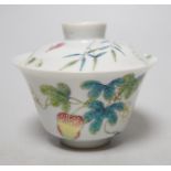 A Chinese famille rose bowl and cover. 9cm tall overall