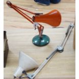 Two 1960's and a later anglepoise lamps, tallest 84cms high