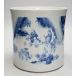 A large Chinese blue and white brushpot, 20.5 cms high