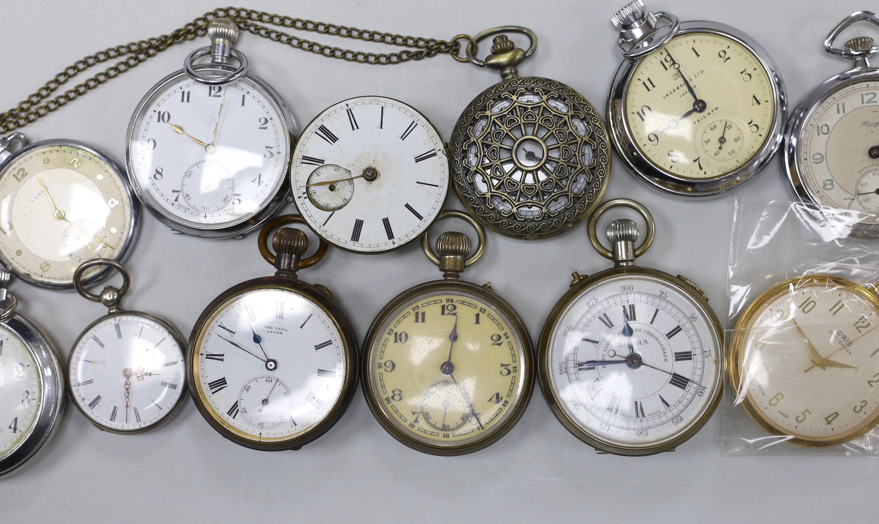 Eighteen assorted base metal pocket watches, including Ingersoll, Lanco and Paragon, some a.f. and a - Image 4 of 6