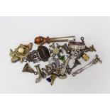 A group of twenty-five steel, gilt metal or nickel fob or desk seals, mostly 19th-century, including