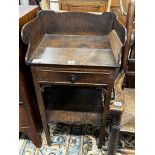 A George III provincial oak two tier washstand, width 47cm, depth 38cm, height 88cm