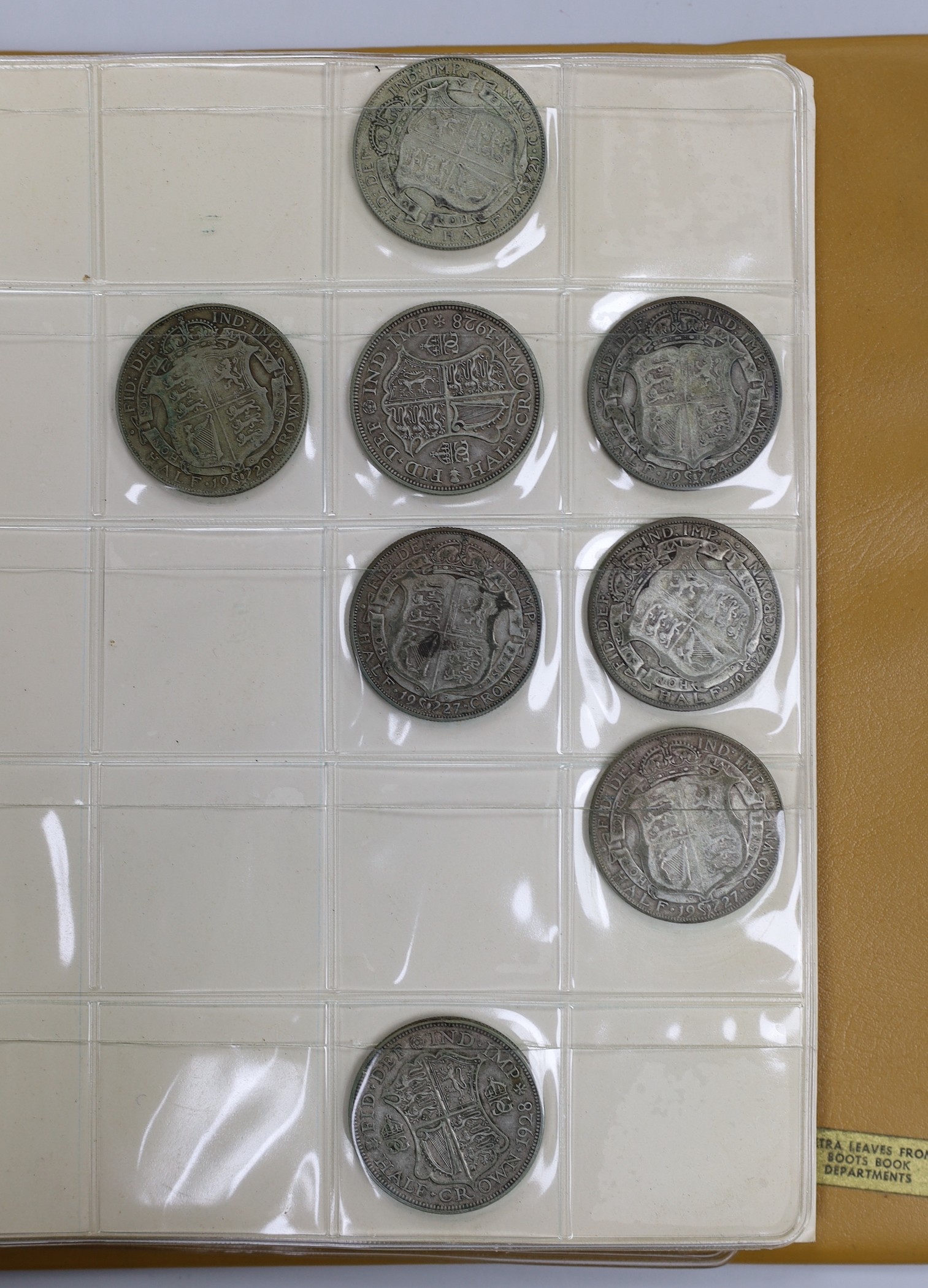 Two albums of UK coins, George III to George VI to include 1921 to 1946 halfcrowns, 1807 penny VF, - Image 9 of 10