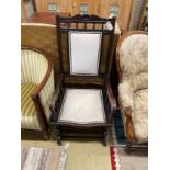 A late 19th century American rocking chair, width 56cm, depth 50cm, height 109cm