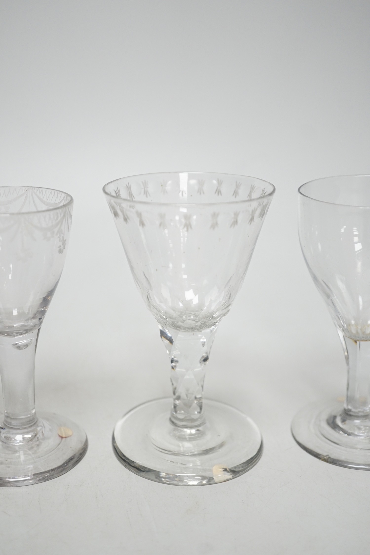 Five Georgian drinking glasses, tallest 12.5cm - Image 5 of 7