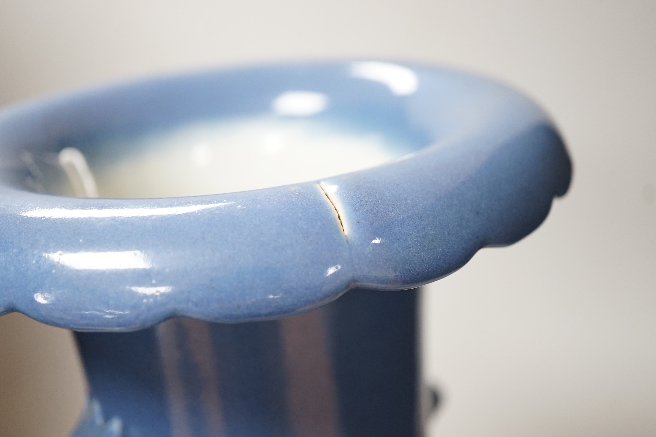 A Chinese slip-decorated blue glazed vase, 40cm - Image 5 of 7