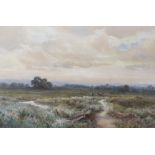 Joseph Powell, watercolour, 'The Marsh between Pulborough and Amberley', signed, 35 x 53cm